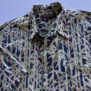 Tori Richard Honolulu Bamboo Print Shirt Men's L Cotton Lawn Made in USA Hawaii
